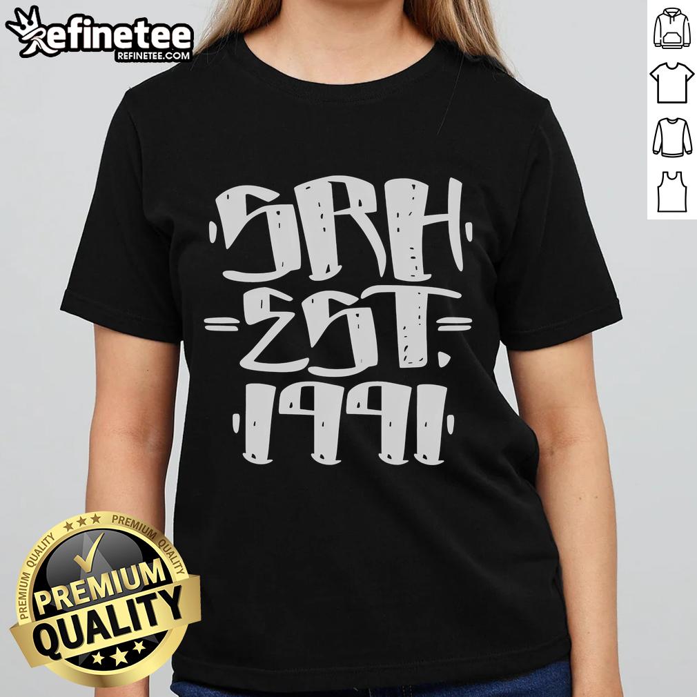 Official SRH Est 1991 Ladies Tee featuring stylish design and comfortable fit for trendy women's casual wear.