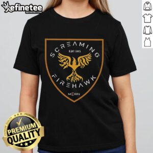 Official Screaming Firehawk Ladies Tee featuring a vibrant design and comfortable fit, perfect for fans of the Firehawks.