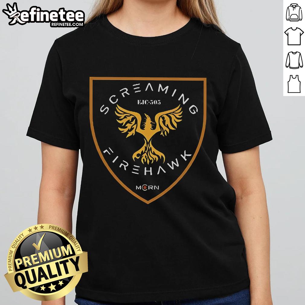 Official Screaming Firehawk Ladies Tee featuring a vibrant design and comfortable fit, perfect for fans of the Firehawks.