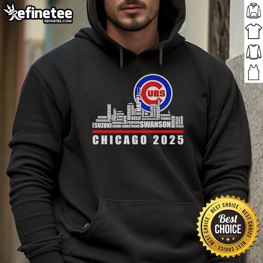 Alt Text: Stylish Chicago Cubs 2025 hoodie featuring the official skyline design, perfect for fans and casual wear.