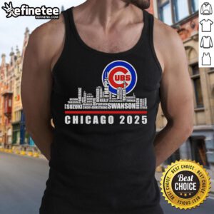 Alt Text: Chicago Cubs 2025 tank top featuring an official skyline design, perfect for fans showcasing team spirit.