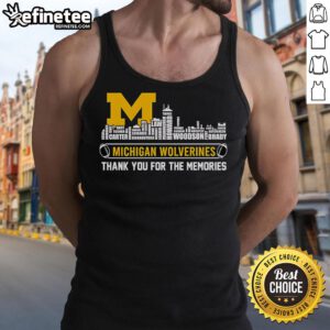 Alt Text: Official Michigan Wolverines Thank You For The Memories tank top with skyline design, perfect for fans.