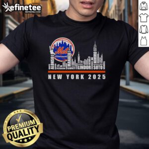 Official Skyline Name New York Mets 2025 T-Shirt featuring vibrant team colors and stylish design for fans.
