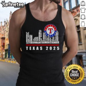 Official Texas Rangers 2025 tank top featuring a stylish skyline design, perfect for baseball fans.