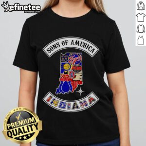 Official Sons of America Indiana Sports Ladies Tee in vibrant colors, perfect for fans supporting their local teams.
