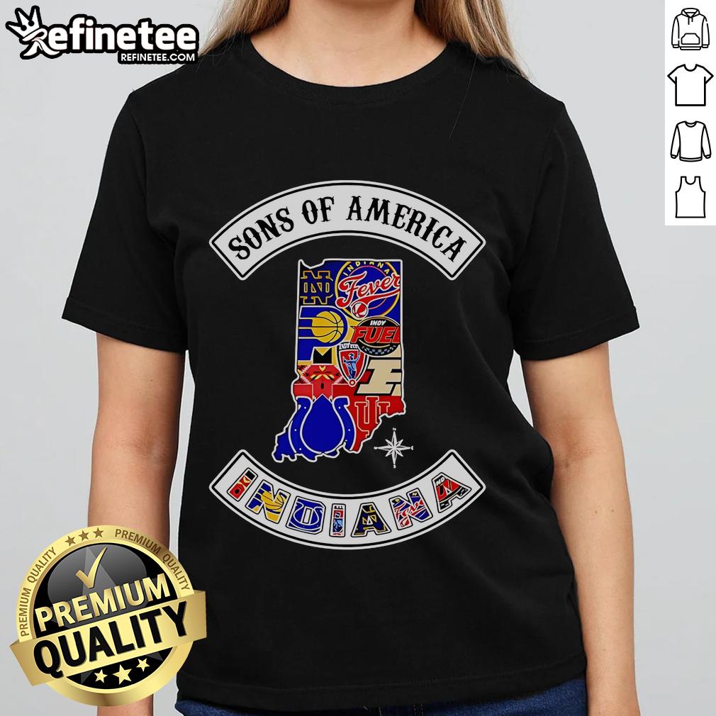 Official Sons of America Indiana Sports Ladies Tee in vibrant colors, perfect for fans supporting their local teams.