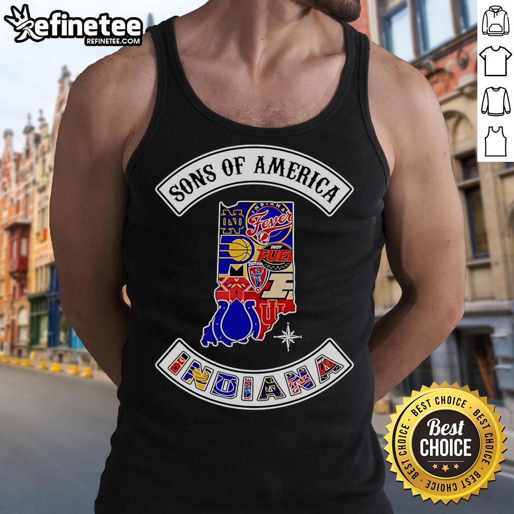Official Sons Of America Indiana sports tank top featuring bold graphics and a comfortable fit for active fans.