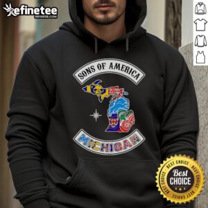 Alt Text: Official Sons Of America Michigan Sports Hoodie featuring logo and stylish design, perfect for fans and casual wear.