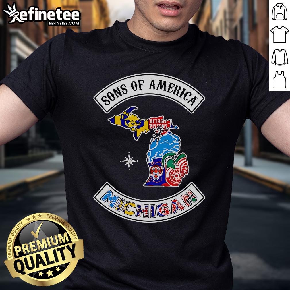 Official Sons Of America Michigan Sports T-Shirt featuring bold graphics and a comfortable fit for fans and athletes.