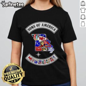 Official Sons of America Missouri Sports Ladies Tee showcasing vibrant design and comfortable fit for sports fans.