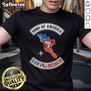 Official Sons Of America San Francisco Sports T-Shirt featuring vibrant graphics and a comfortable fit for fans.