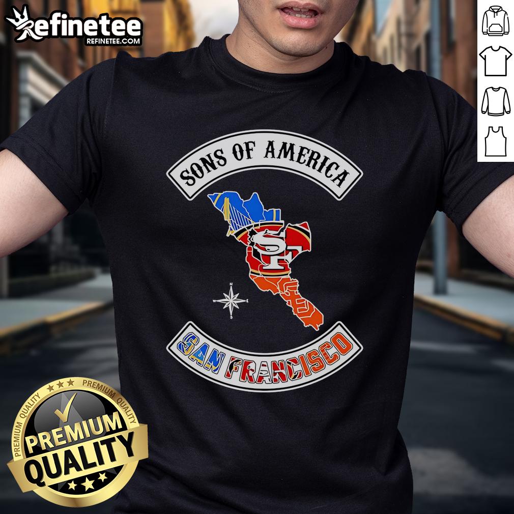 Official Sons Of America San Francisco Sports T-Shirt featuring vibrant graphics and a comfortable fit for fans.