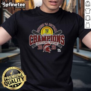 Alt Text: Official South Caldwell Spartans 2025 NCHSAA Women's 4A Softball State Champions T-Shirt, showcasing team pride.
