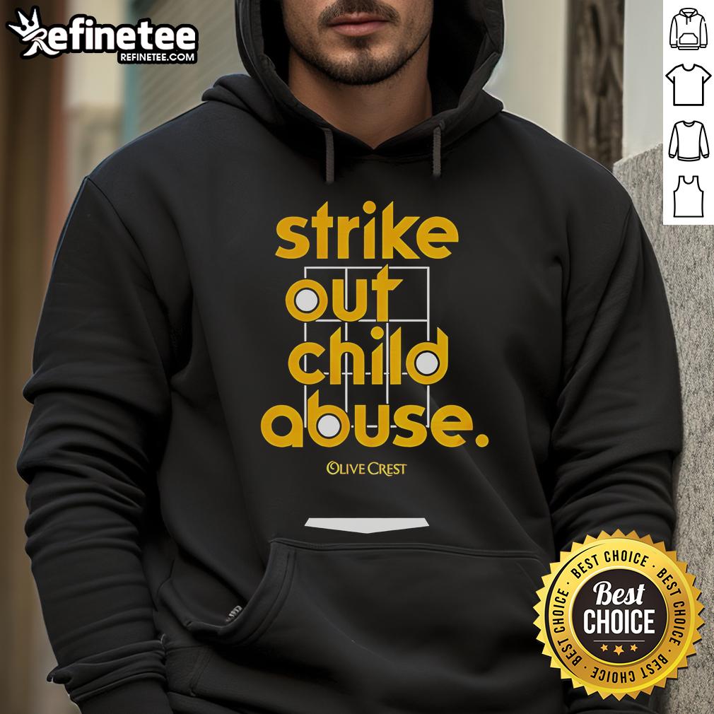 Alt Text: Official Strike Out Child Abuse San Diego baseball hoodie featuring a bold logo and vibrant design for awareness.