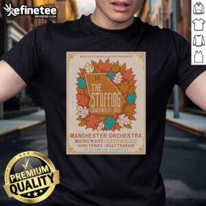 Alt Text: Official The Stuffing XV November 21, 2025 poster t-shirt design featuring vibrant graphics and event details.