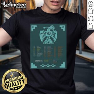 Official Top House Tour 2025 Poster T-Shirt featuring vibrant graphics and tour details for fans and collectors.