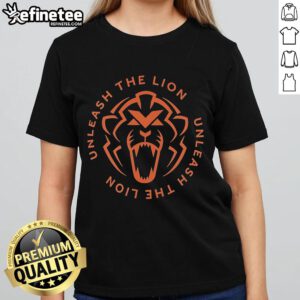 Official Unleash The Lion Ladies Tee featuring a bold lion graphic on a stylish women's t-shirt.