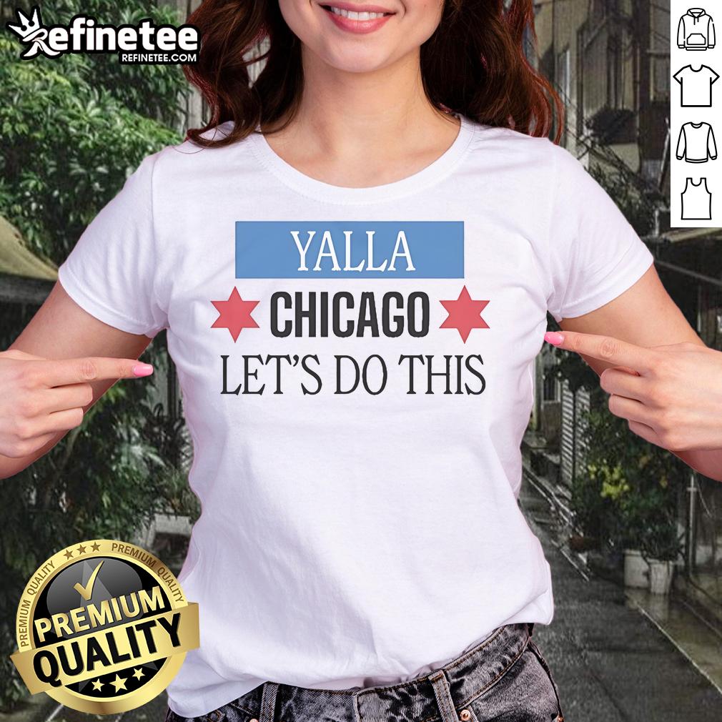 Yalla Chicago official ladies tee featuring vibrant design, perfect for casual wear and showing Chicago pride.