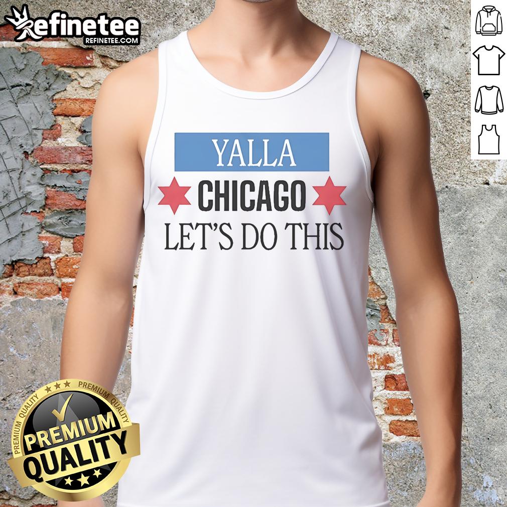 Alt Text: Official Yalla Chicago Let's Do This tank top featuring a bold design, perfect for summer casual wear.