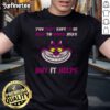 Official 'You Don't Have To Be Mad To Work Here But It Helps' Cheshire Cat T-Shirt featuring vibrant graphic design.