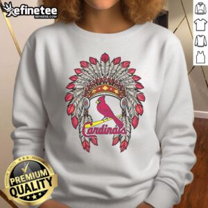 Alt Text: Original St. Louis Cardinals Native American logo sweatshirt showcasing vibrant colors and unique design for fans.