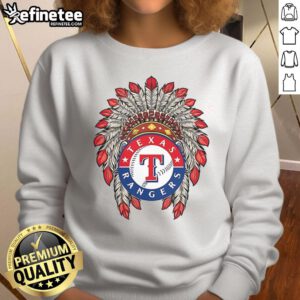 Original Texas Rangers Native American logo sweatshirt featuring vibrant colors and a classic sporty design.