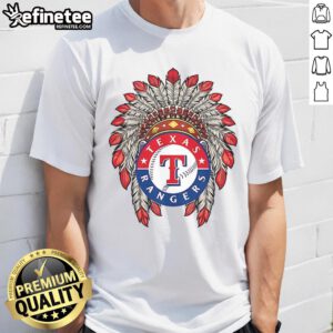 Original Texas Rangers Native American logo T-shirt featuring vibrant graphics and a classic design for fans.