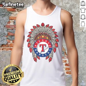 Original Texas Rangers Native American logo tank top featuring vibrant graphics and a classic design for fans.