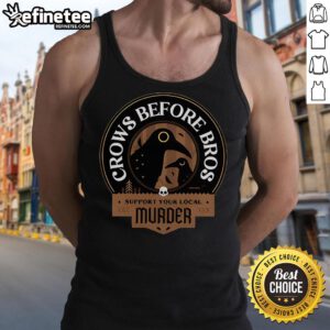 Premium Crows Before Bros tank top featuring a playful design to support your local murder of crows.