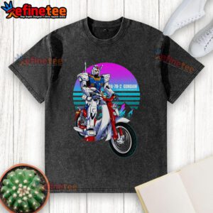 Awesome AX-78-2 Gundam First Rider washed t-shirt featuring a vibrant graphic design, perfect for anime fans and collectors.