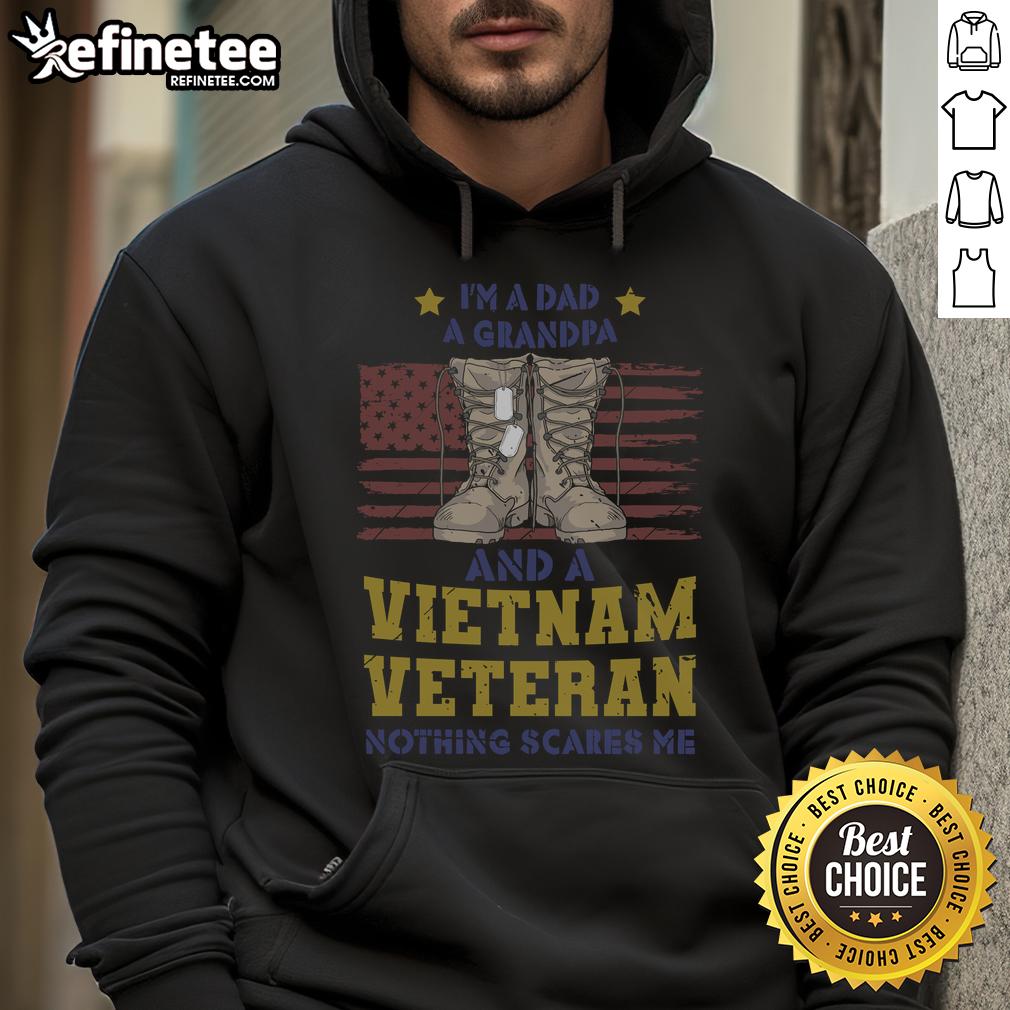 Alt Text: Awesome I'm A Dad, A Grandpa, And A Vietnam Veteran Hoodie showcasing pride and strength in family and service.