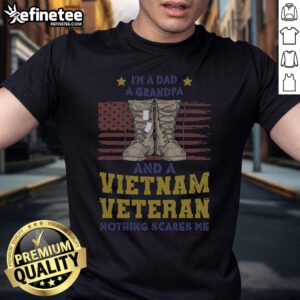 Alt Text: Awesome I'M A Dad A Grandpa And A Vietnam Veteran T-Shirt design showcasing pride and bravery in fatherhood and service.