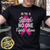 Awesome In This School No One Fights Alone Breast Cancer Awareness Ribbon T-Shirt featuring a pink ribbon design.