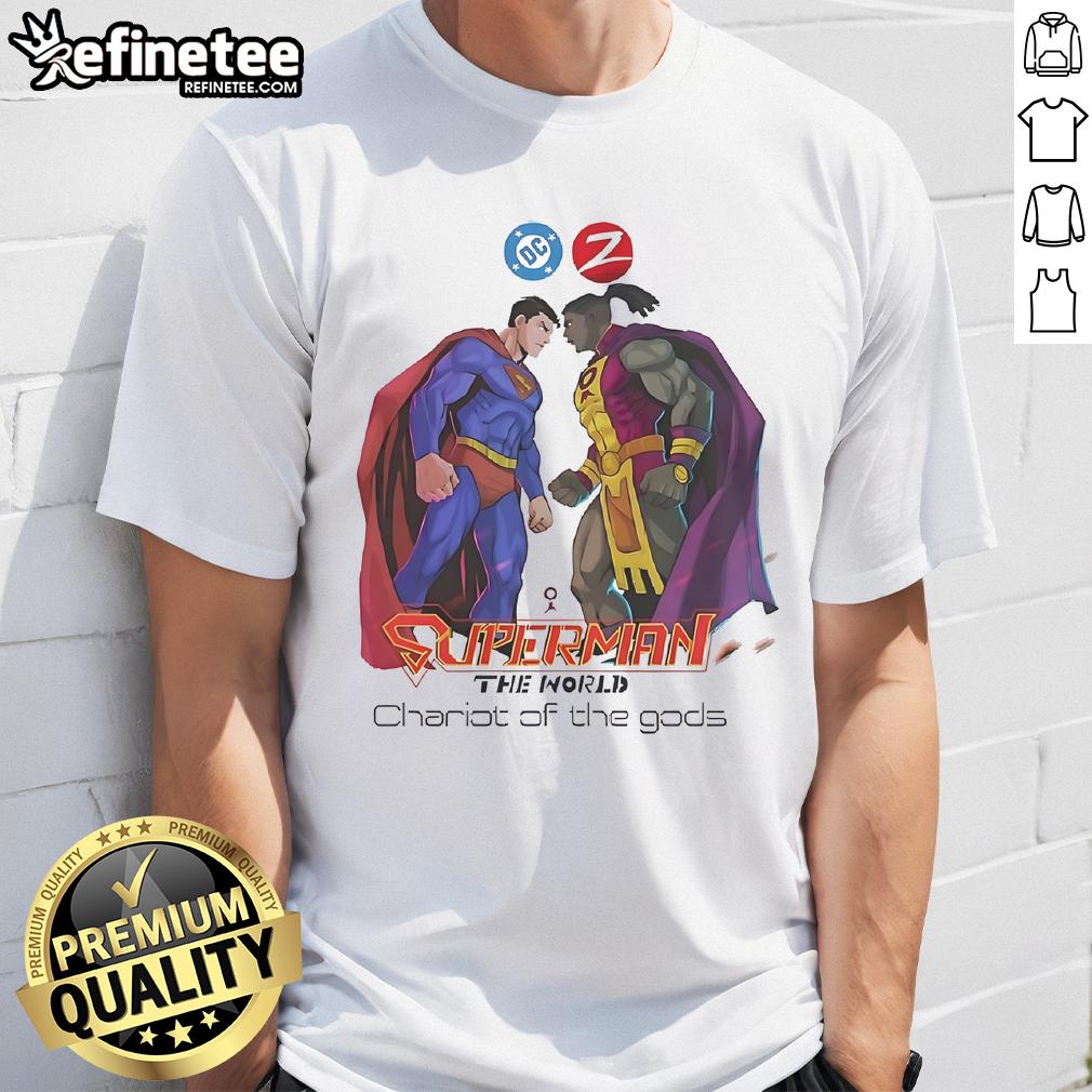 Awesome Superman The World On Zebra Comics T-Shirt featuring a vibrant Superman graphic on a stylish tee.