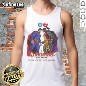 Awesome Superman tank top featuring vibrant Zebra Comics design, perfect for fans of superhero apparel and comic book style.