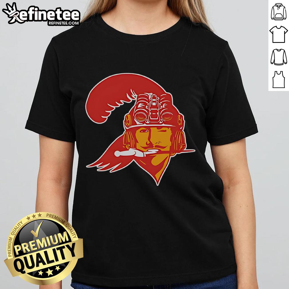 Alt Text: Awesome Tactical OTX Tampa Bay Bucs Ladies Tee in red, featuring team logo and stylish design for women.
