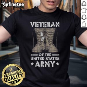 Awesome Veteran Of The United States Army T-Shirt featuring patriotic design and bold text honoring military service.