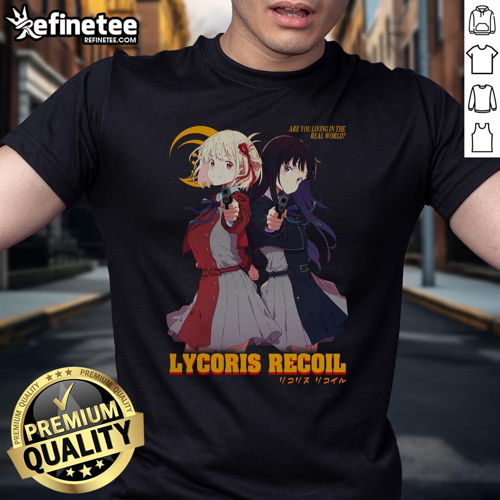 Adorable Cute Lycoreco Lycoris Recoil T-Shirt featuring vibrant colors and anime-inspired design for fans.