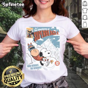 Cute The Adventures Of Superbeagle Snoopy Peanuts ladies tee, showcasing a playful design of Snoopy rescuing others.
