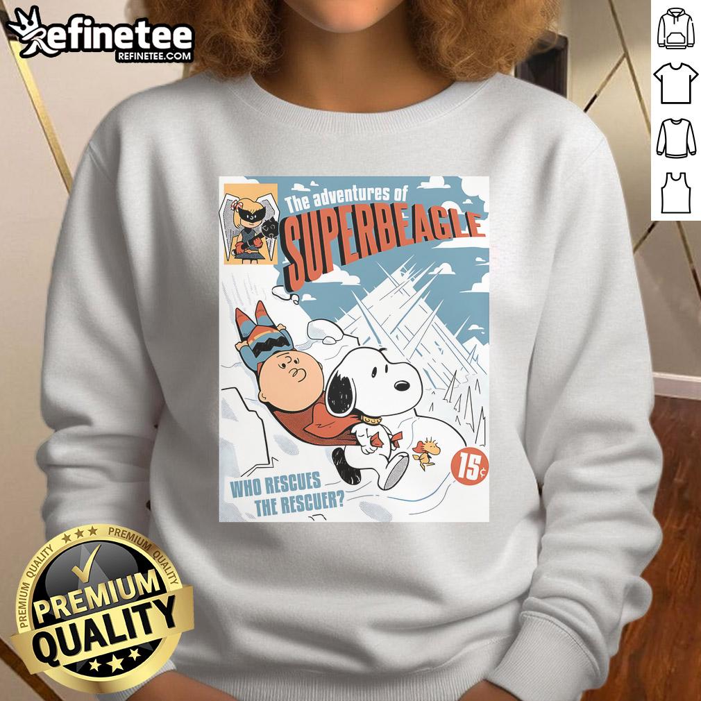 Adorable sweatshirt featuring Snoopy from Peanuts in 'Cute: The Adventures of Superbeagle Who Rescues the Rescuer' design.