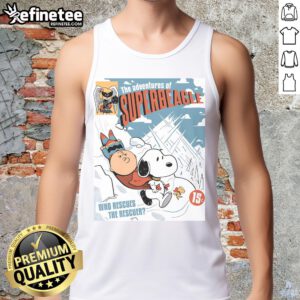 Alt Text: Cute tank top featuring Superbeagle rescuing Snoopy from Peanuts, perfect for fans of The Adventures of Superbeagle.