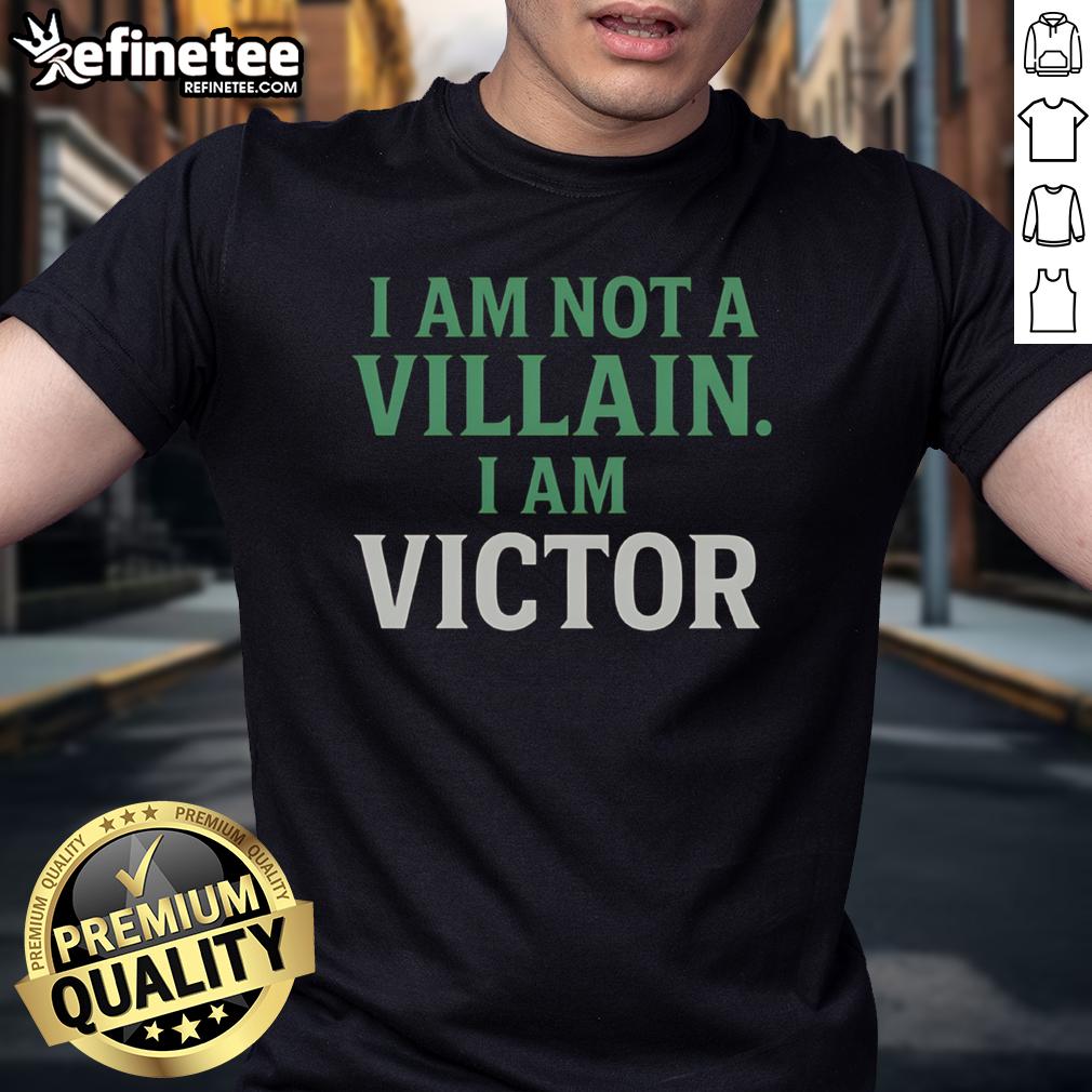 Alt Text: Nice Dr. Doom 'I Am Not Villain I Am Victor' T-Shirt featuring comic book design and bold typography.