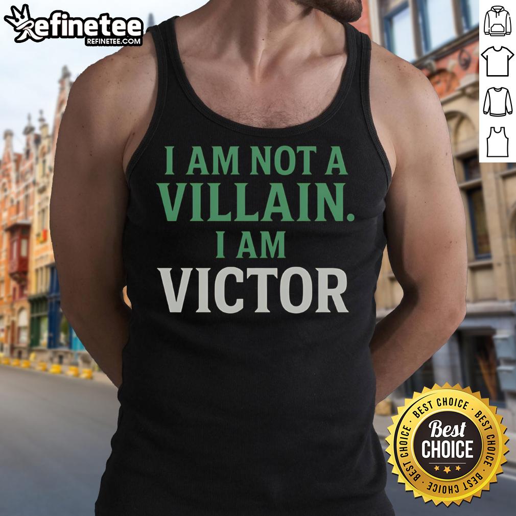 Stylish tank top featuring Dr. Doom with the phrase 'I Am Not a Villain, I Am Victor' for Marvel fans.