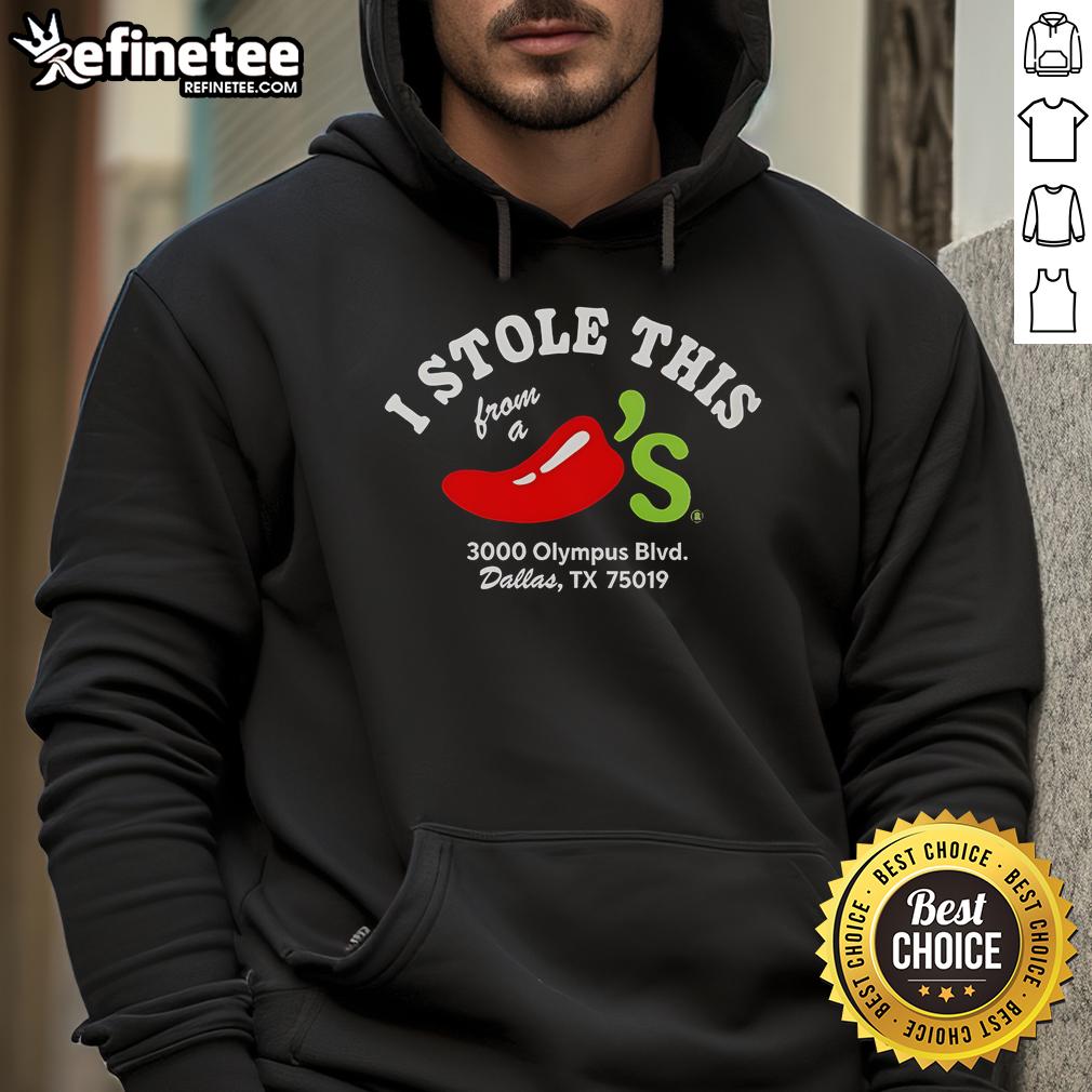 Nice I Stole This From A Chili's Hoodie featuring a playful design and vibrant colors, perfect for casual outings.