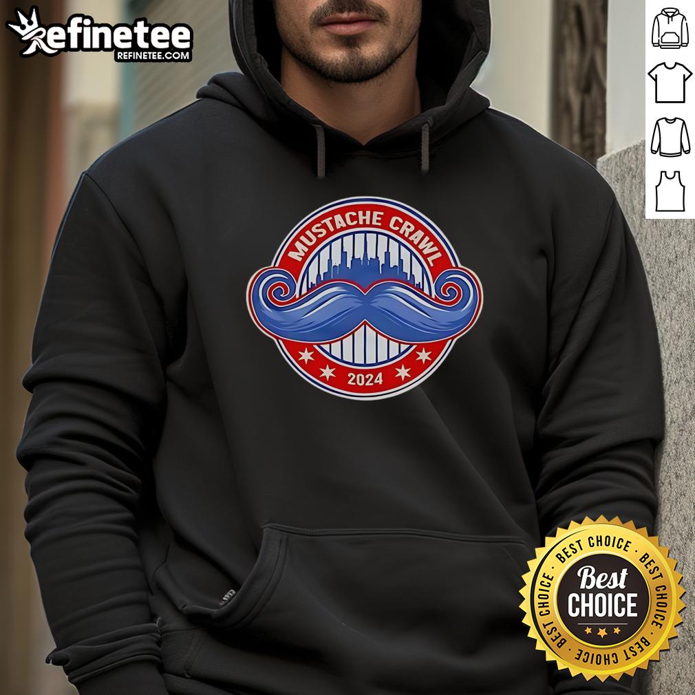Nice Mustache Crawl 2024 hoodie featuring a stylish design perfect for mustache enthusiasts and event participants.