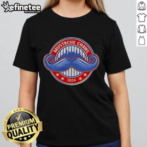 2024 Ladies Tee featuring a fun design with a nice mustache, perfect for stylish casual wear and events.