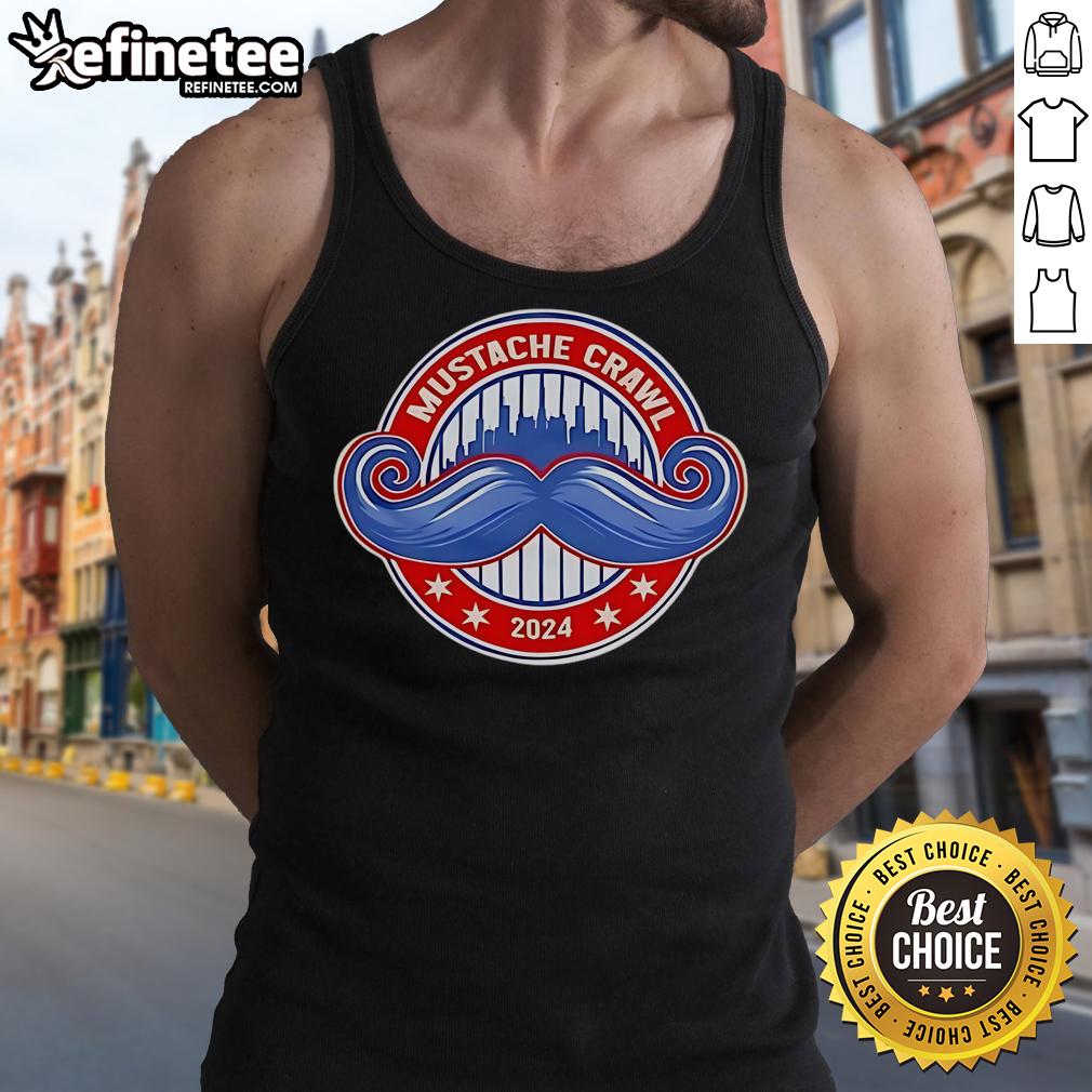 2024 Nice Mustache Crawl tank top featuring a fun mustache graphic, perfect for summer events and casual outings.
