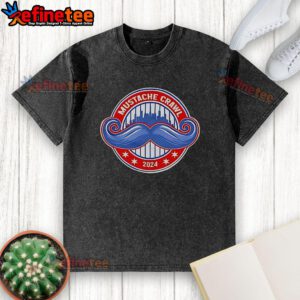 Nice Mustache Crawl 2024 washed t-shirt featuring a trendy design, perfect for mustache enthusiasts and casual wear.