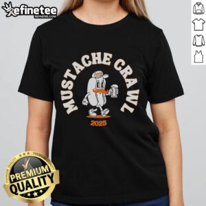 Nice Mustache Crawl 2025 Hotdog Ladies Tee featuring a fun design perfect for mustache-themed events and casual wear.