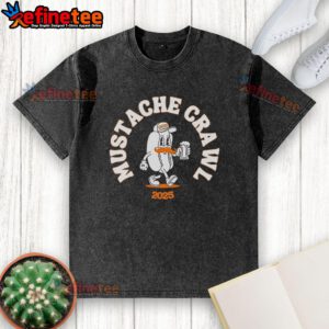 Nice Mustache Crawl 2025 event featuring a hotdog-themed washed t-shirt, perfect for fun summer festivities.